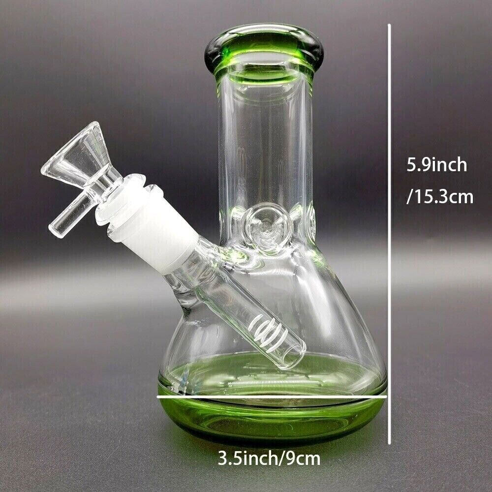 6&Prime; Green Glass Bong Hookah Heavy Water Pipe Pyrex Smoking Bubbler W/14mm Bowl