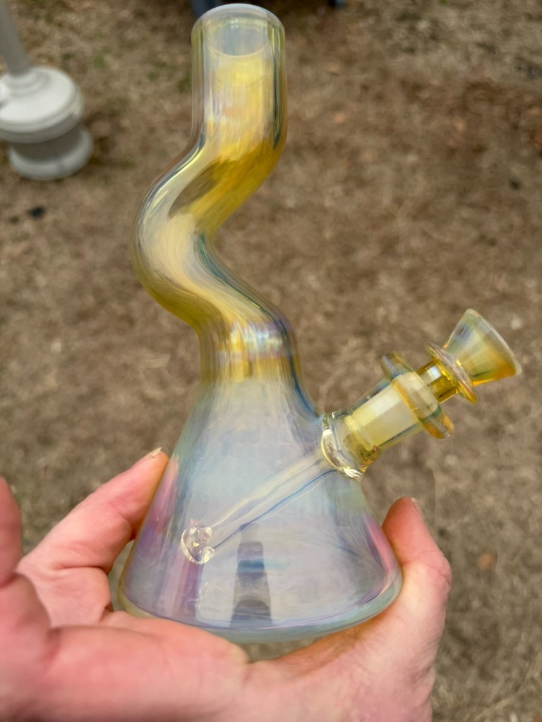 Hookah Water Pipe Glass Color Changing Fumed Bong Zig Zag Shaved