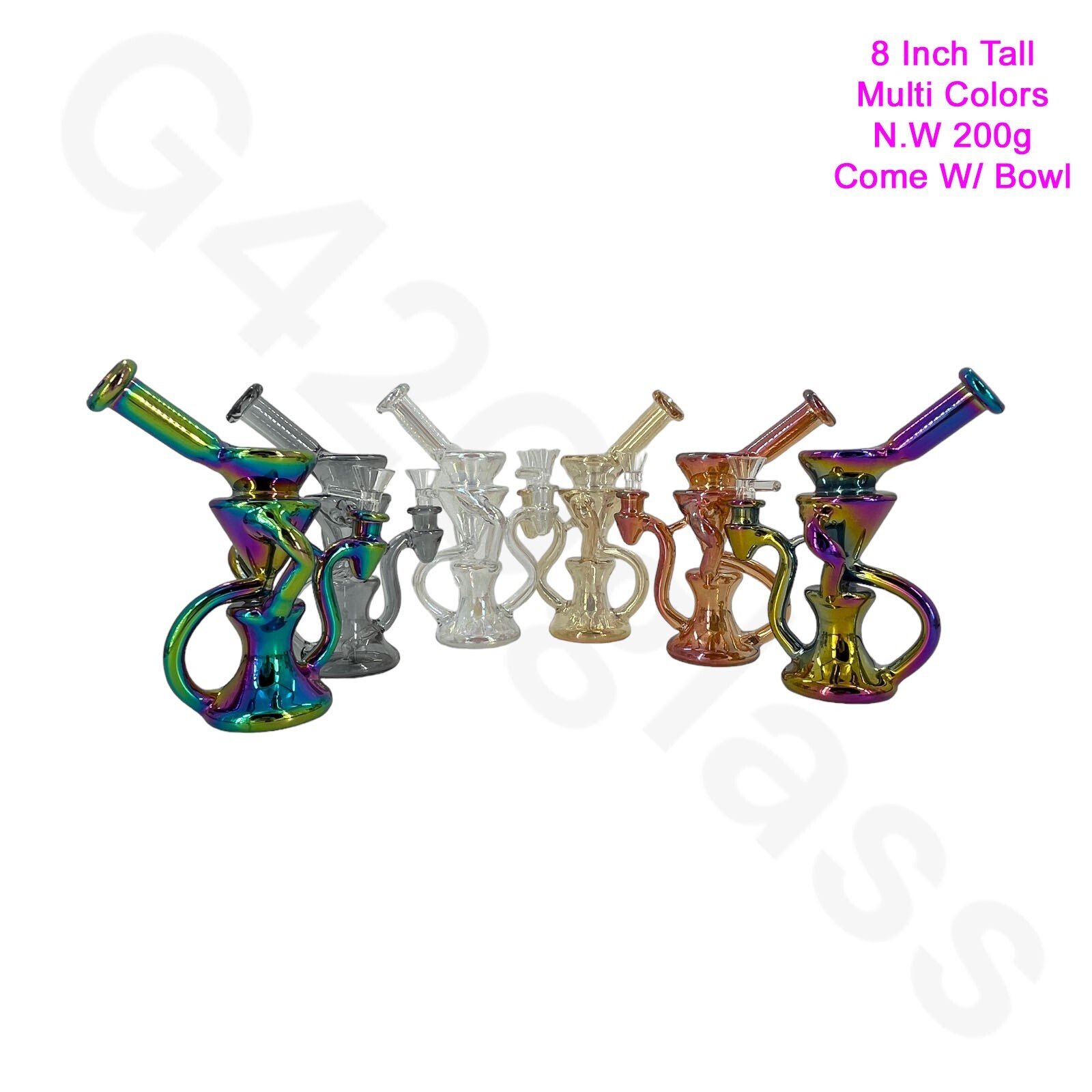 8 Inch Electroplate Recycler Ice Bong | Water Pipe