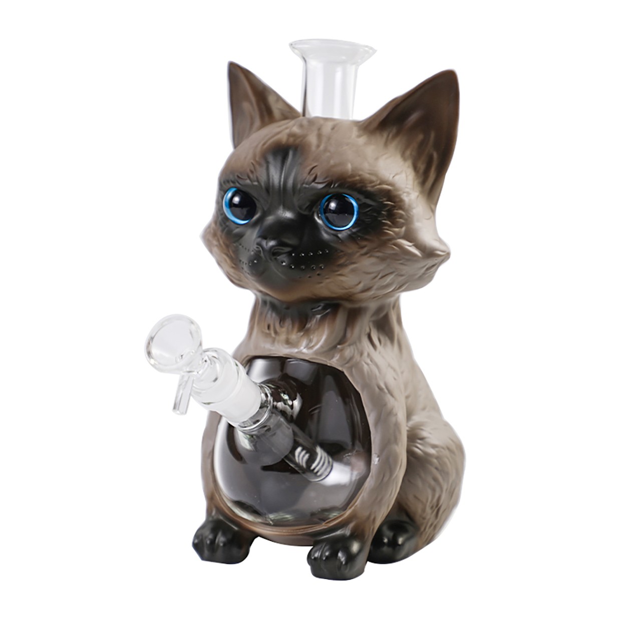 Siamese cat 9in Hookah Glass Bongs Waterpipes Smoking Bubbler bongs w/14mm bowl