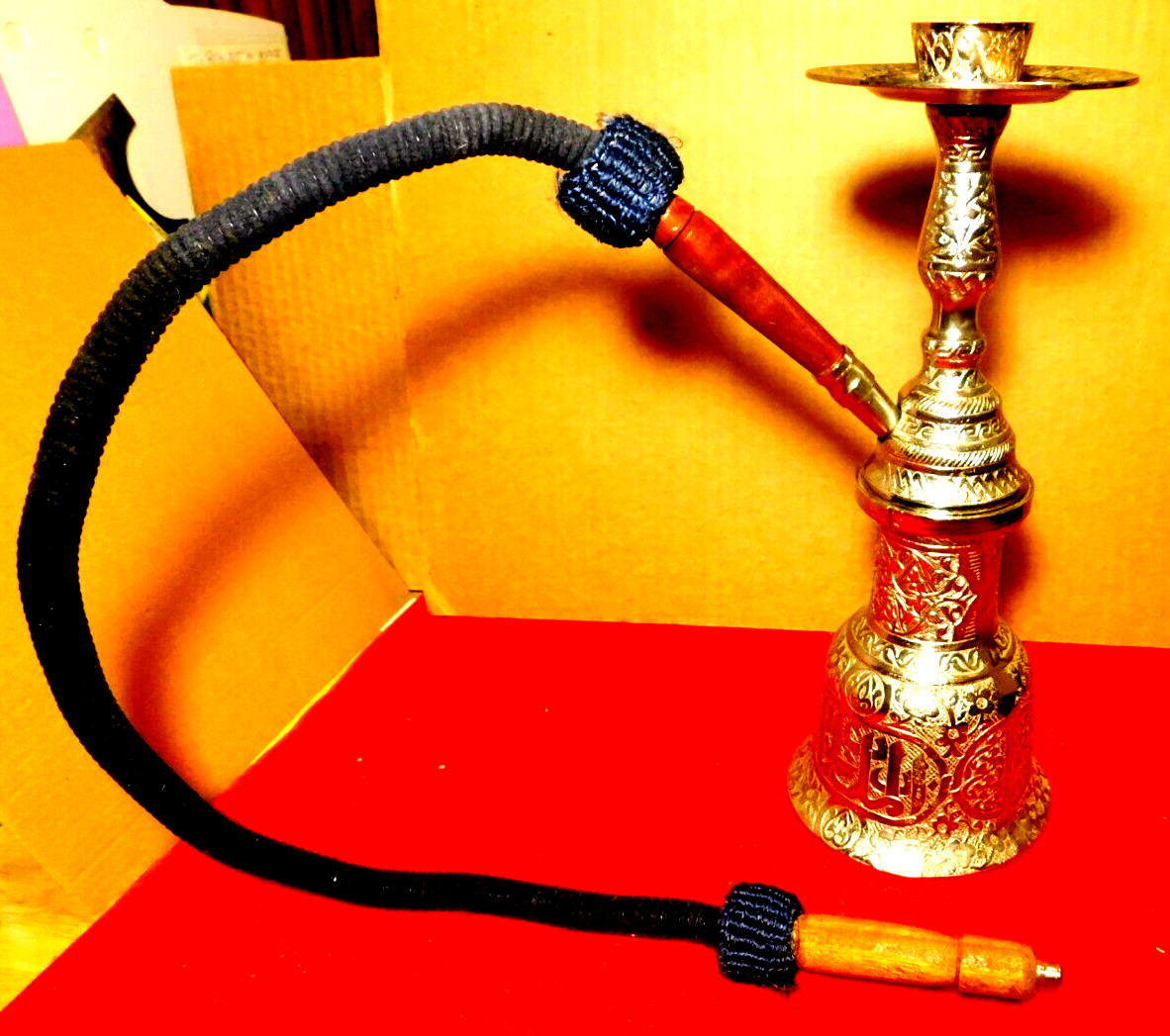Unbranded~Hookah Pipe Antique Finish Look 12&Prime; Silver Indian Aluminum Vtg. Heavy