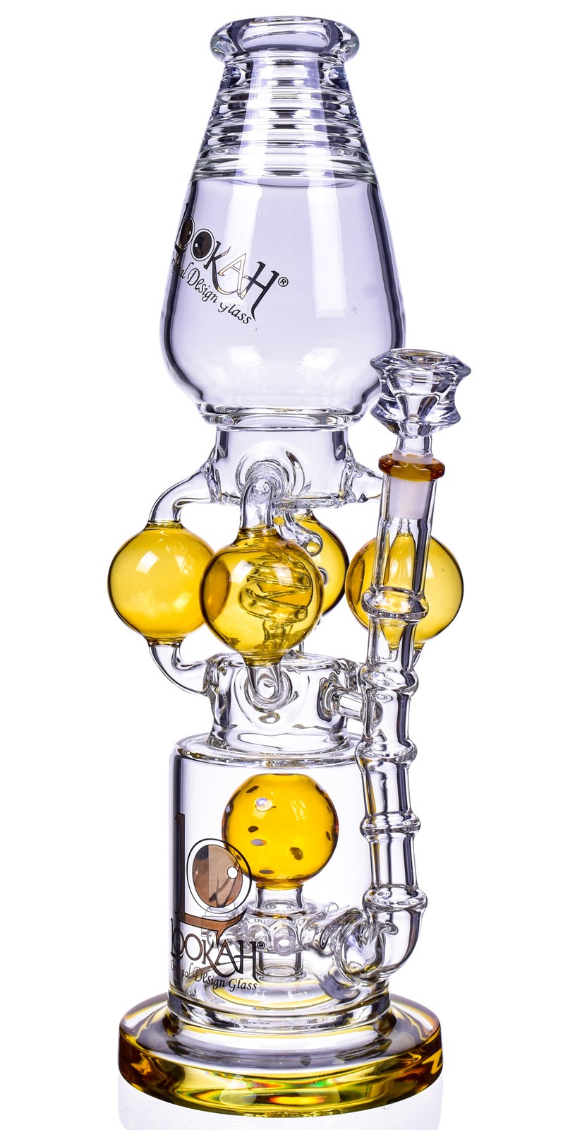 THICK 17&Prime; QUAD Chamber BIG Bong Lookah® Glass Water Pipe TALL Hookah AMBER *USA*