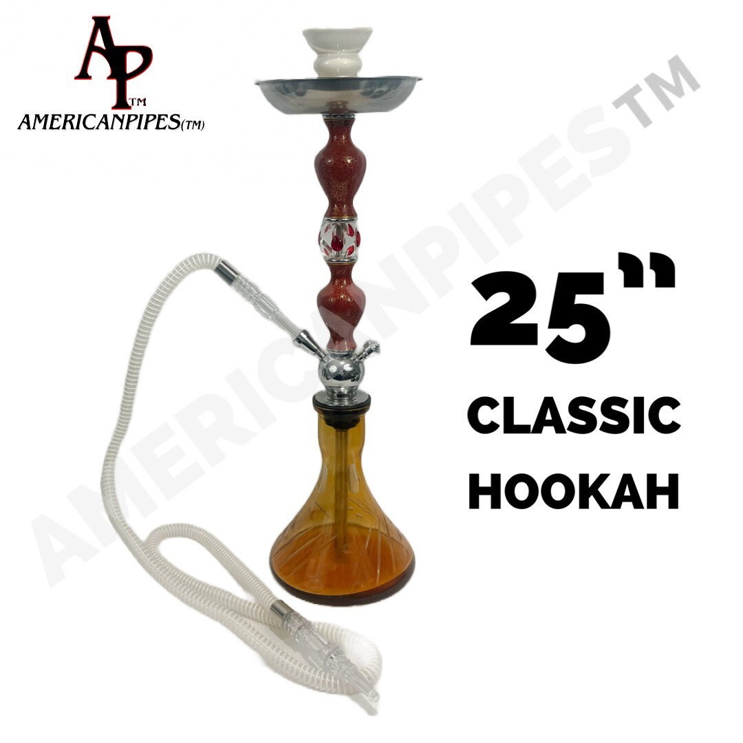 25 “ CLASSIC HOOKAH WITH A LARGE WASHABLE HOSE-FIT INHALE DISPOSABLE MOUTH TIP