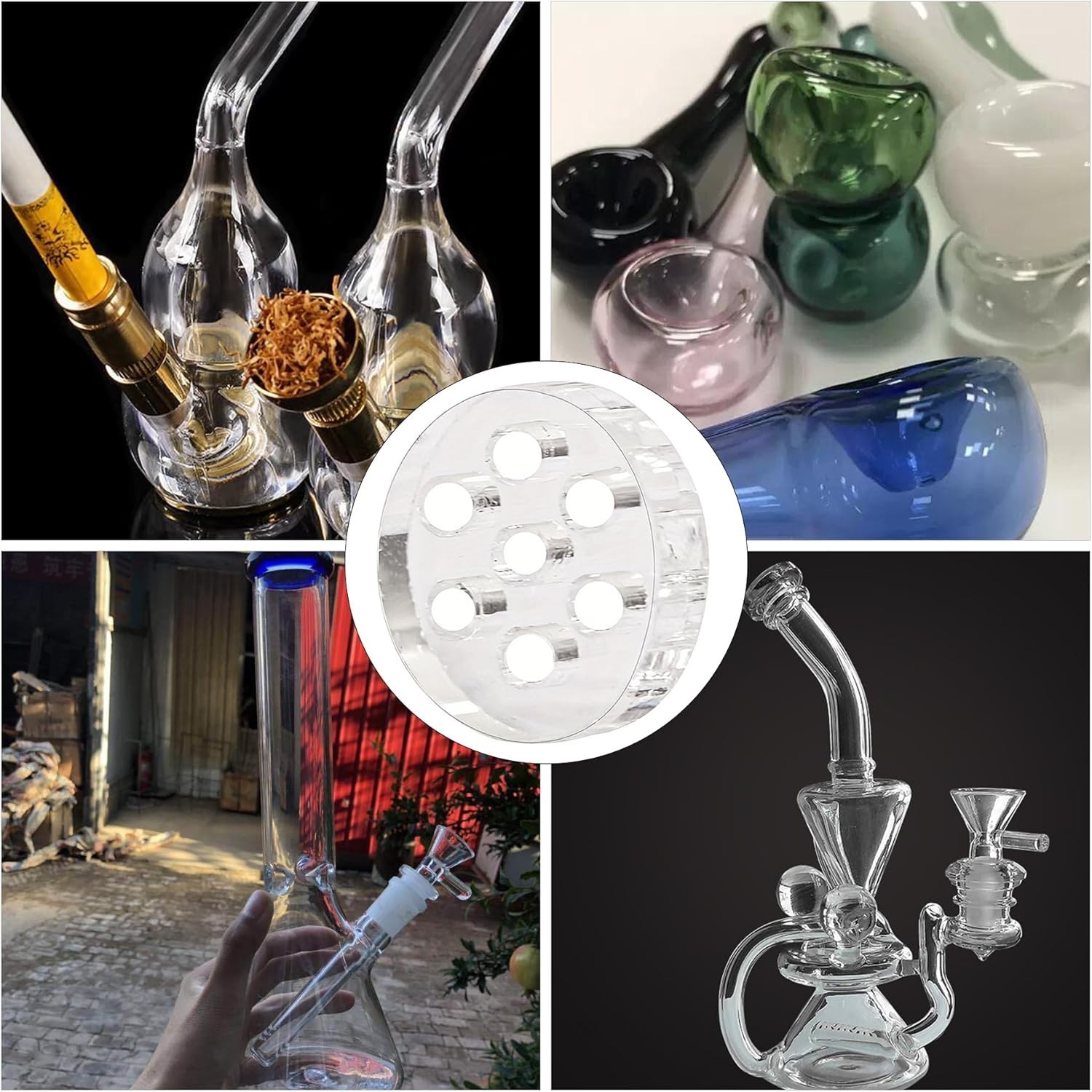 30-Pack 8Mm High-Borosilicate Glass Screens with 7 Honeycomb Holes for Pipes and