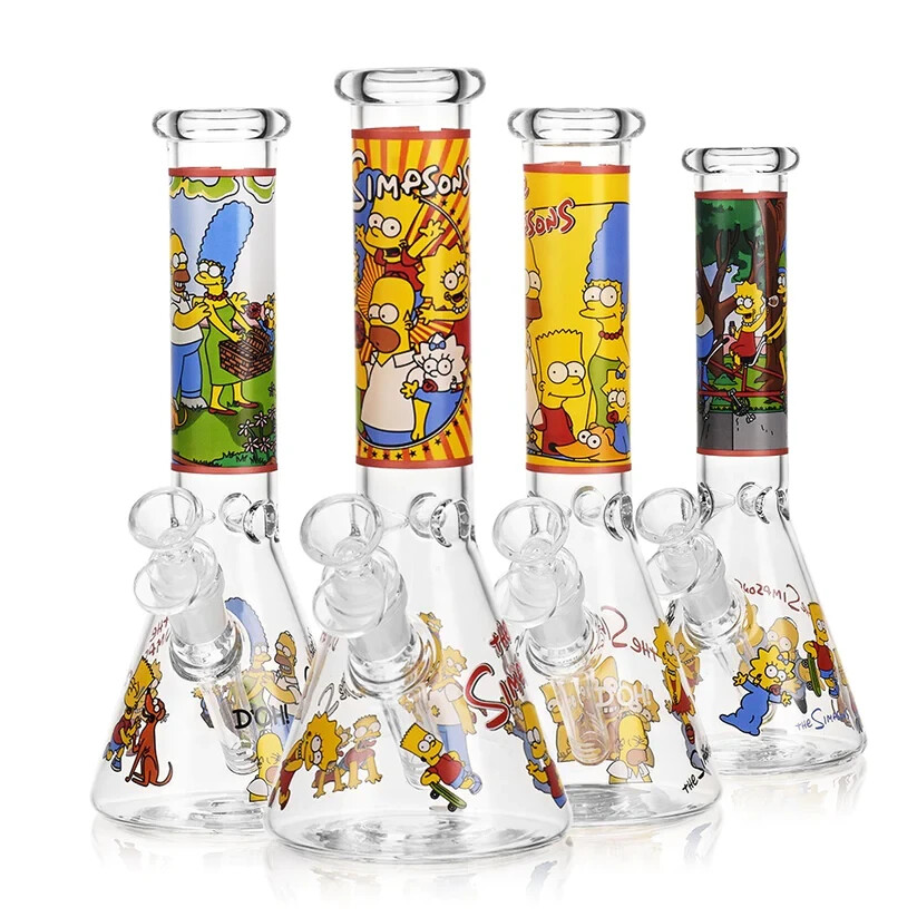 14inches 7mm Thickness Simpsons Decals Beaker Base Hookah Glass Smoking Water Pi