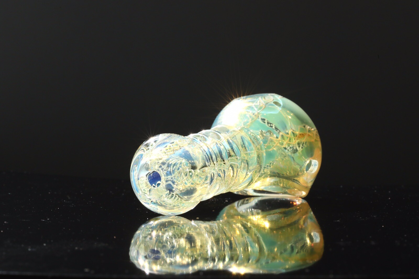 HEAVY USA TOBACCO SMOKING HAND PIPE BLOWN GLASS WORK SPOON RIM DESIGN ART XC25CL