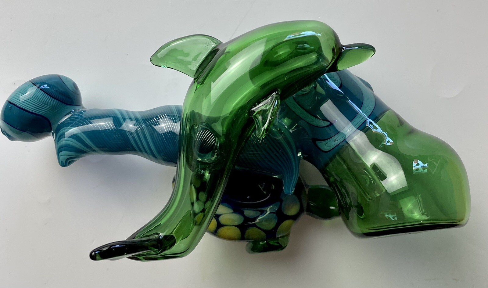 American Made Hammer Bubbler With Turtle & Dolphin, California Made By J. Grant