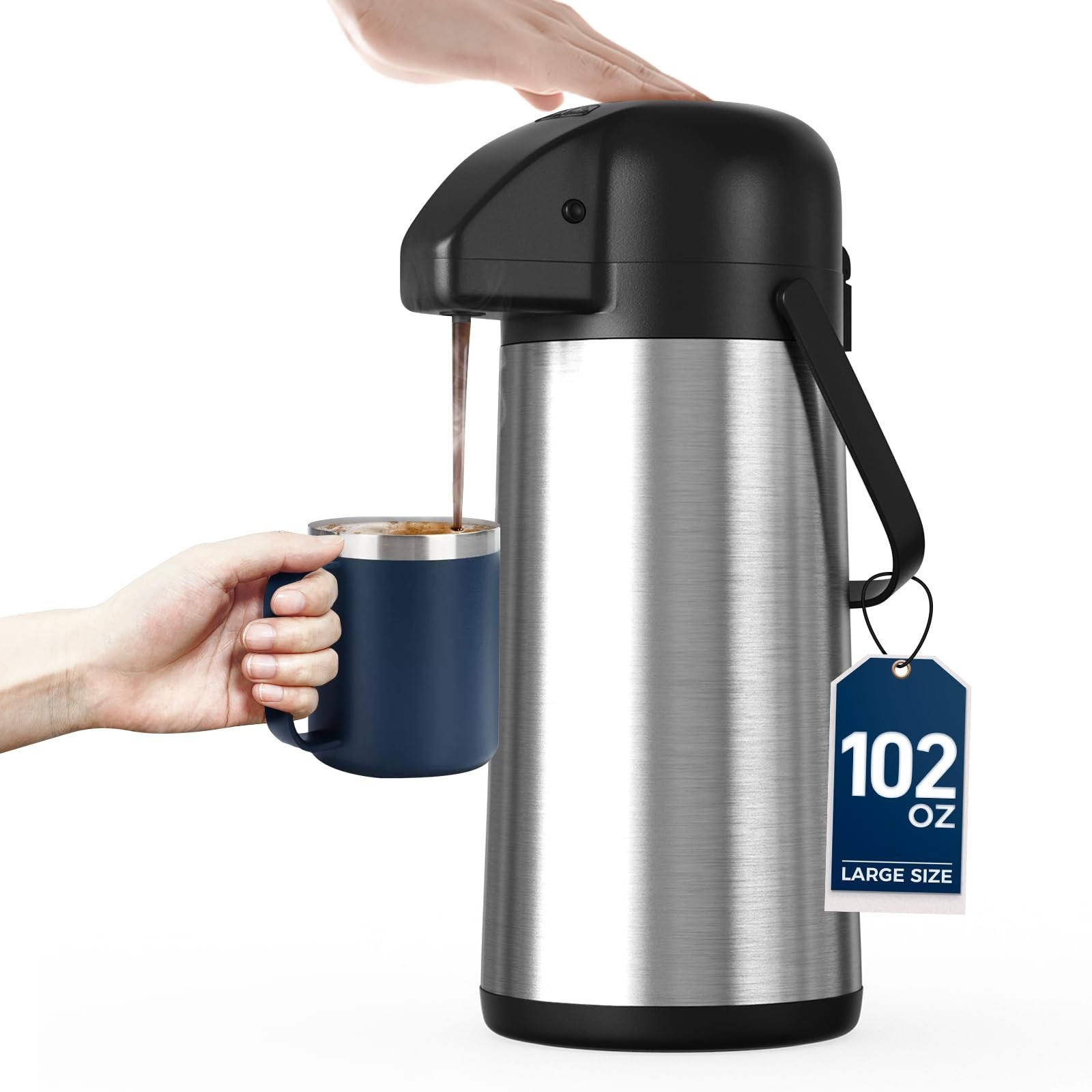Coffee Carafe for Keeping Hot – Gezoss 102OZ / 3L Airpot Coffee Dispenser wit…