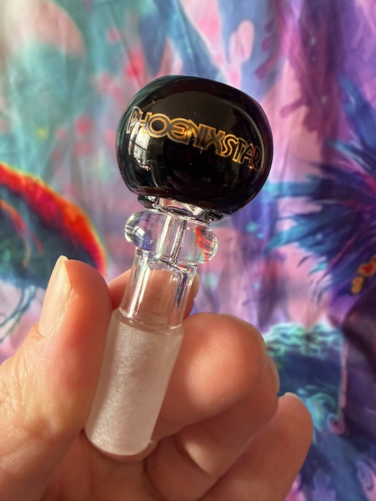14mm Glass Bowl single hole Thick pull-out slide Phoenix Star Branded black