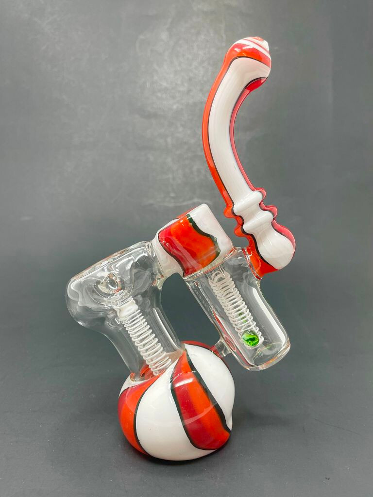 Hookah Water Pipe 7&Prime; Red/White Double Chamber Tobacco Bubbler Bong – Fast Ship