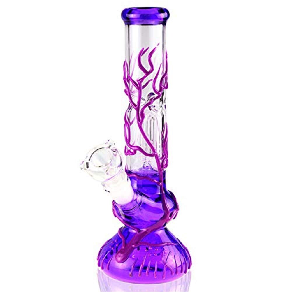 10 » Purple Glass Bong Glow in the dark Water Pipe Hookah Percolate Smoking Bowl
