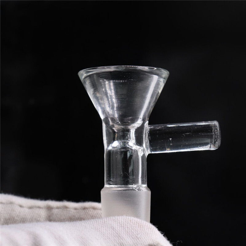 6PCS 14mm Male Glass Bowl Slide Clear Handle Tobacco Bowl Pipe For Smoking Bong