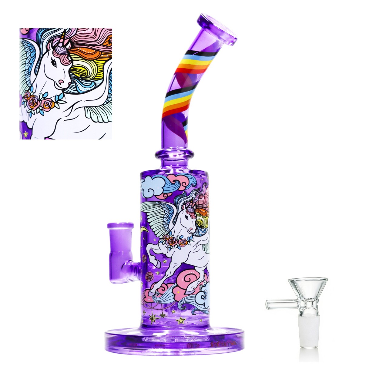 Hookah Pegasus 10in Glass Bong and Water Pipes Smoking Perc Bongs w/14mm bowl