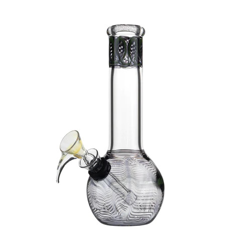 Wrap & Rake Flame Top Glass Water Pipe W/ Bowl Slider | Black | 8&Prime;