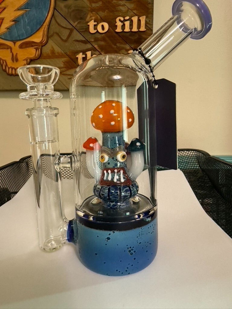Bong 7&Prime; Capsule Mushroom Perc Monster Face Water Pipe Hookah Bubbler Bong