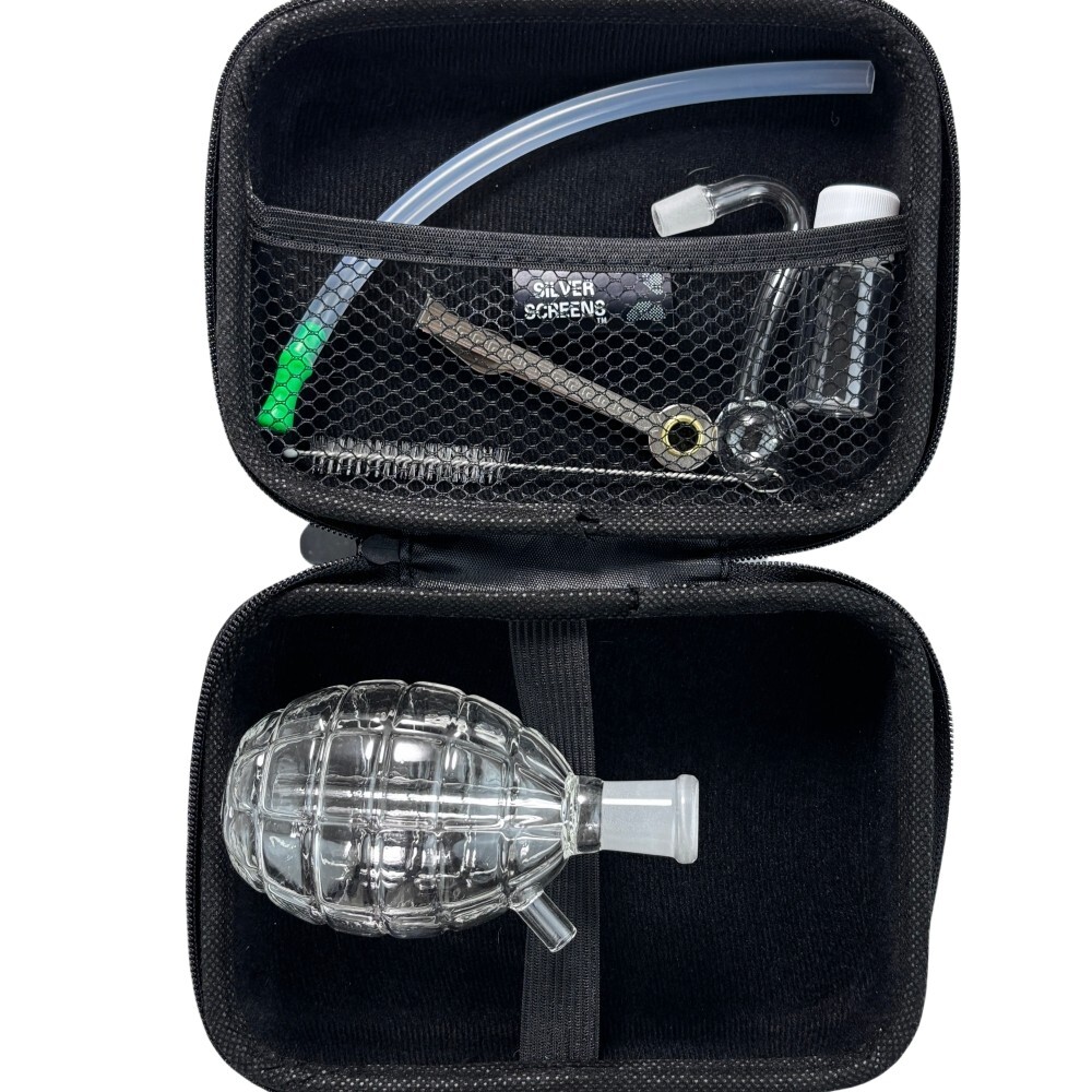 MINI 4.3&Prime; Clear Glass Bong Smoking Water Pipe Shisha Hookah Bubbler W/TOOL BOX