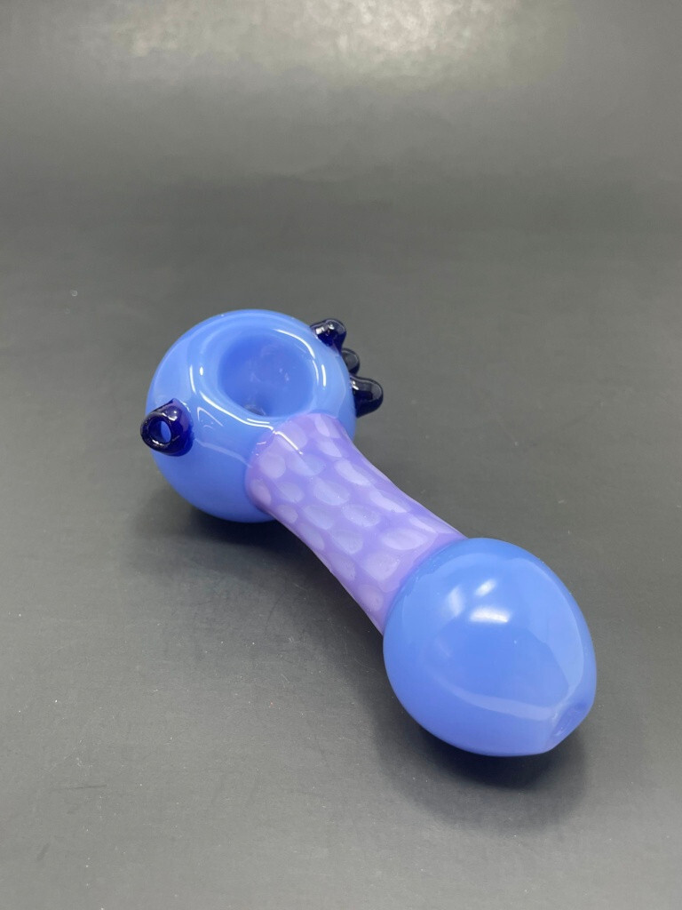 5&Prime; Collectible TOBACCO Purple/Blue Scales Glass Hand Smoking Pipe w/ Carb Hole