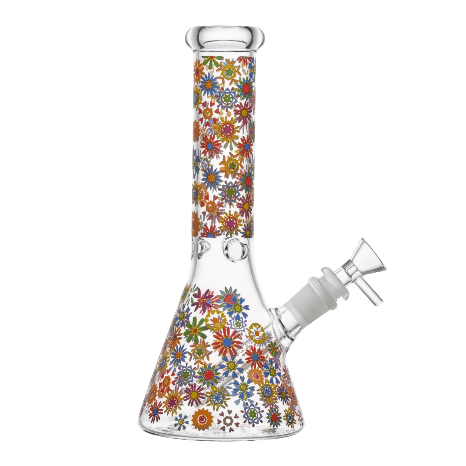 10 Inch Colorful flower Beaker Bong Glass Bongs Water Pipe Hookah 14MM
