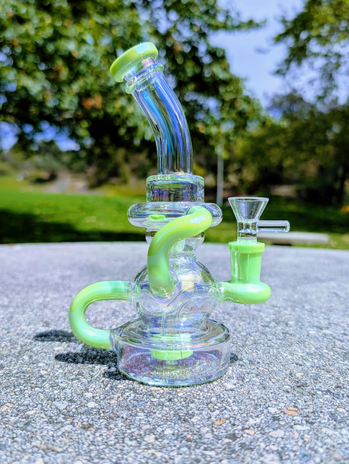 8&Prime; Slime Rainbow Recycler Matrix Tobacco Smoking Water Pipe Hookah Bubbler Bong