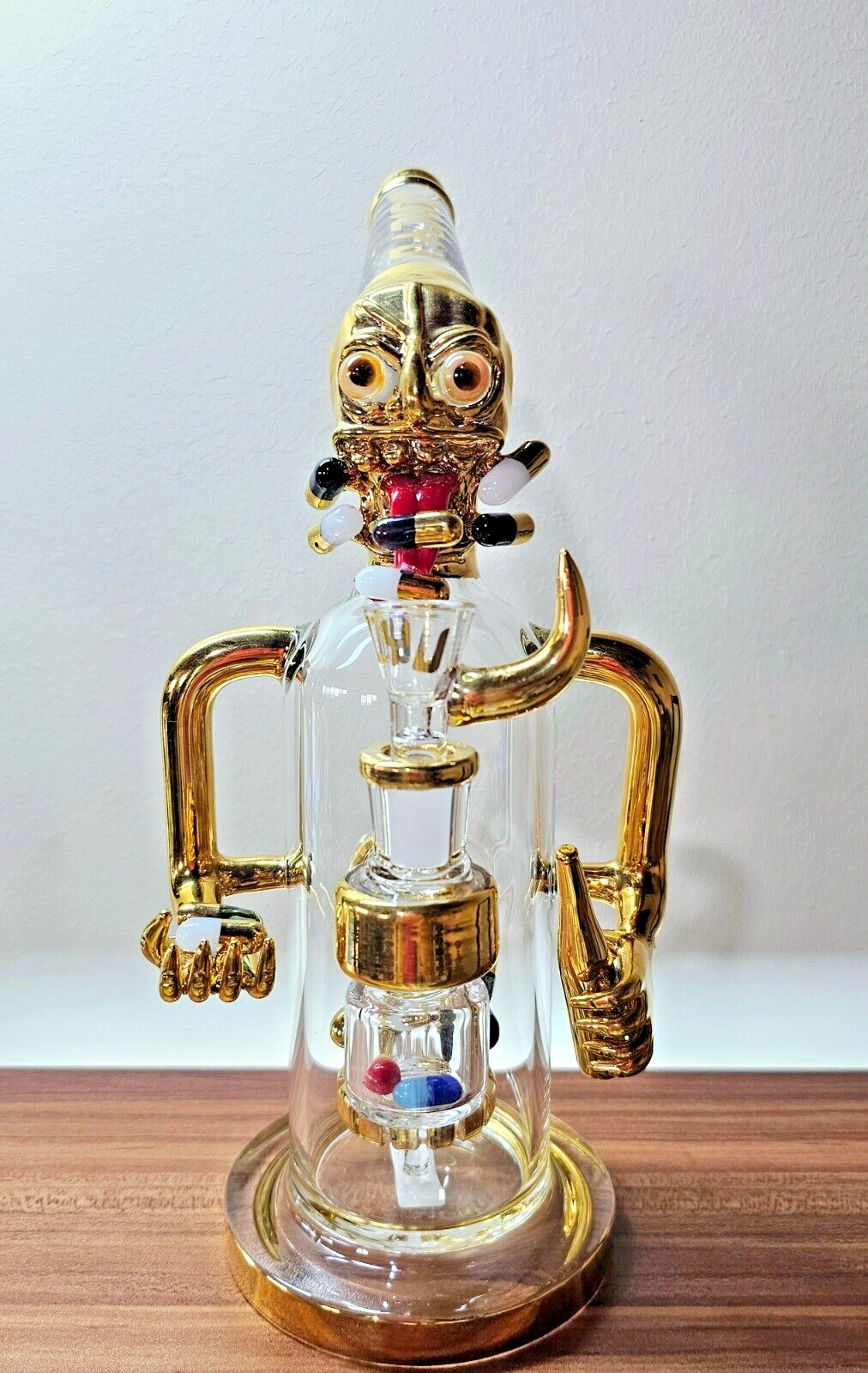 CHEECH GLASS x Juicy J Gold Pill Man Glass Water Pipe, Hookah, RIG, Bong
