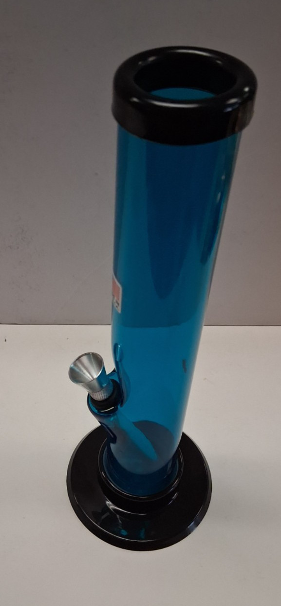 9&Prime; ACRYLIC PLASTIC STRAIGHT WATER PIPE BONG HOOKAH THUMB CARB AQUA BLUE 1.5&Prime;M