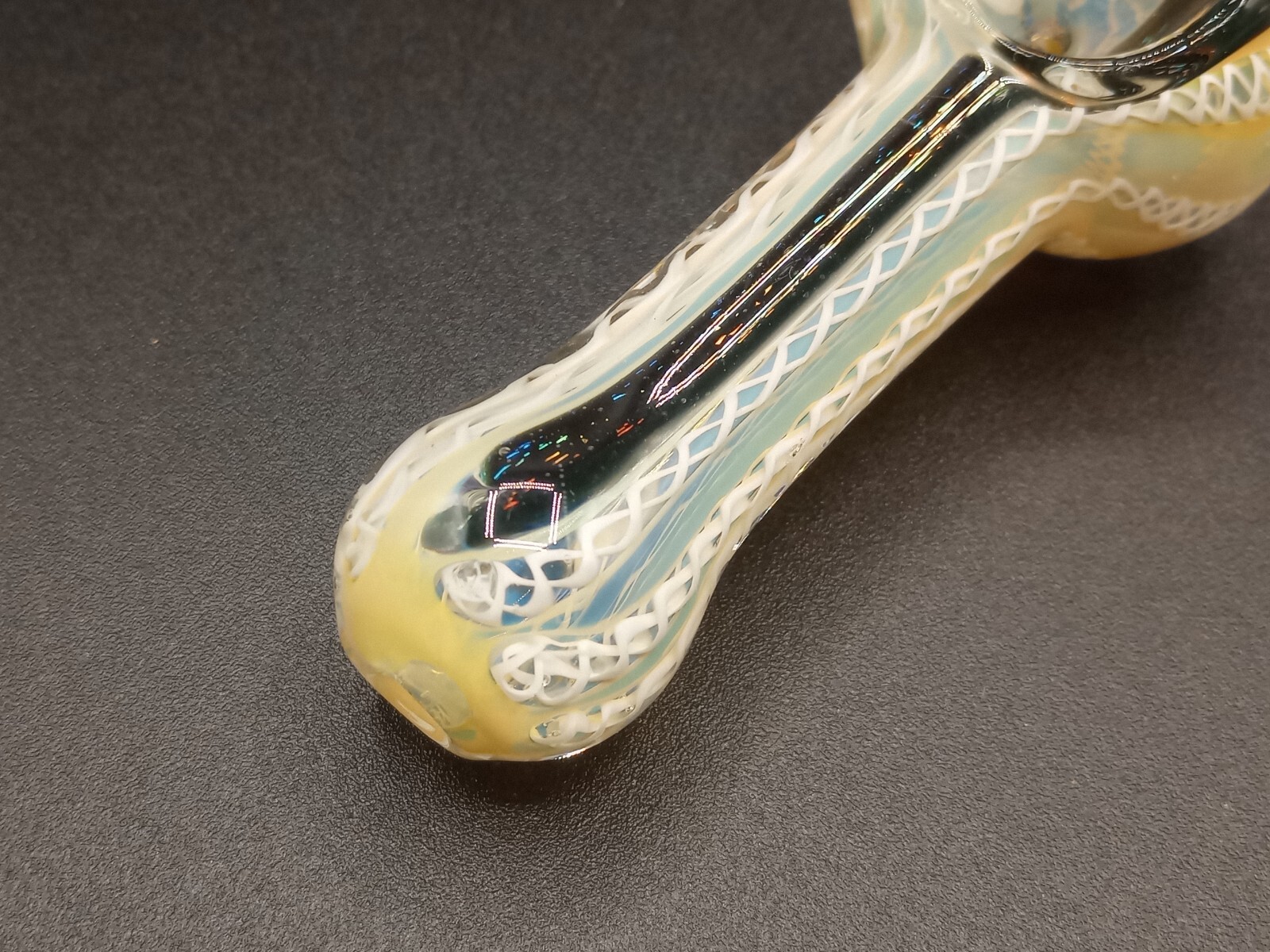 3.5 USA HEAVY BLOWN GLASS HAND PIPE DICHRO TOBACCO SPOON BOWL SMOKING PIPE