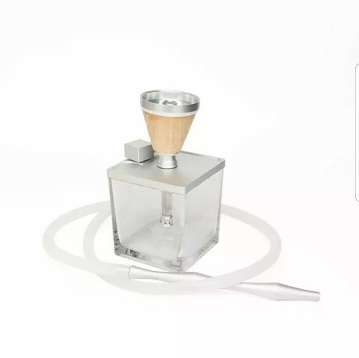 Cubic Square Glass& Aluminium Hookah Shisha Set with LED lights