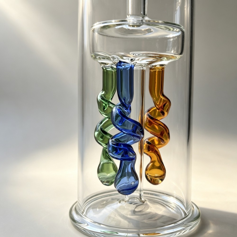 6 » Spiral Coil Perc Glass Bong Portable Water Pipe Hookah with 10mm Bowl & Hose