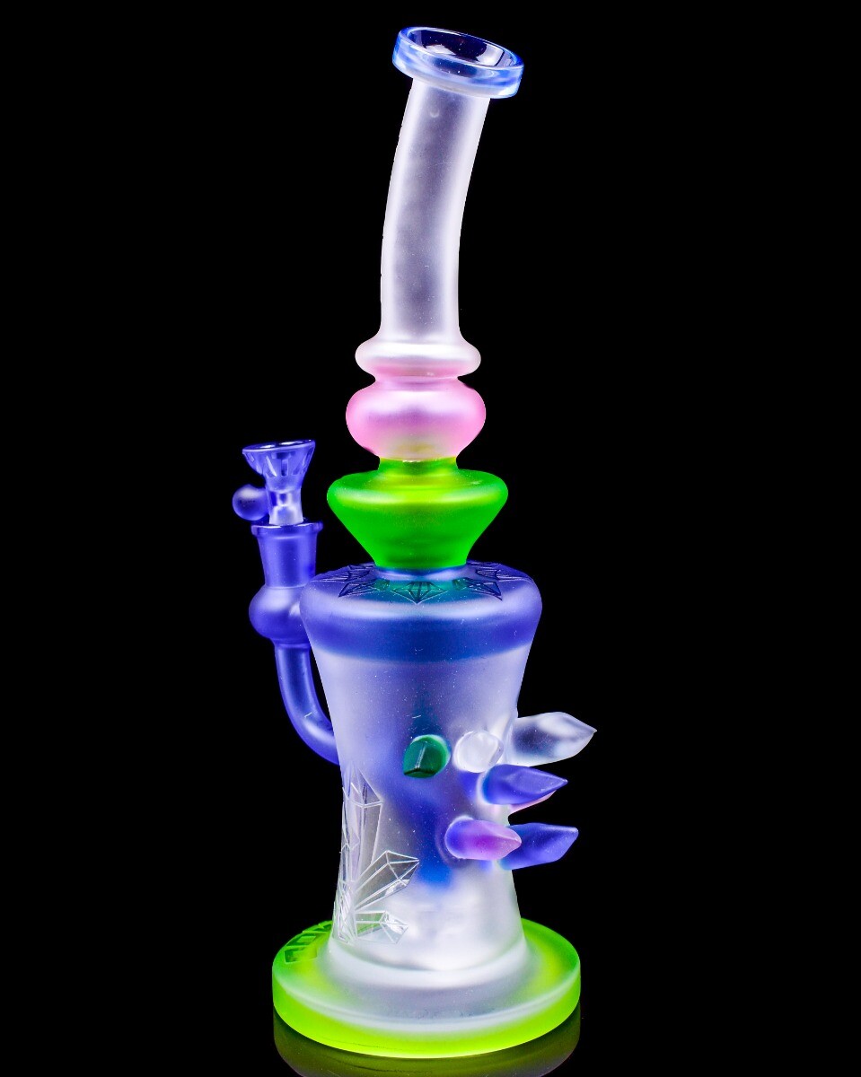Tattoo® Glass 13&Prime; Triple Spikey Recycler Bong ALIEN Glass Water Pipe MONSTER USA