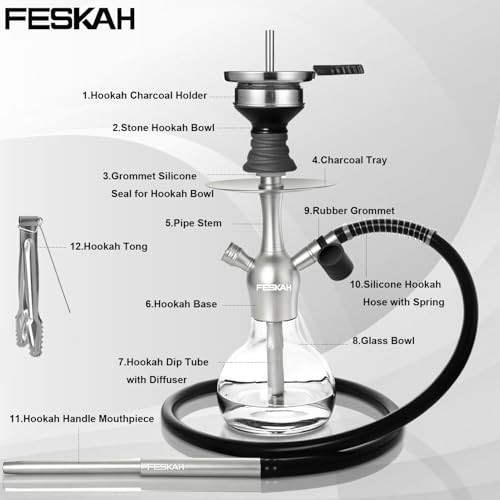 Portable Mini Hookah Set – Complete Shisha Kit with Travel Case, Glass Bowl & 10