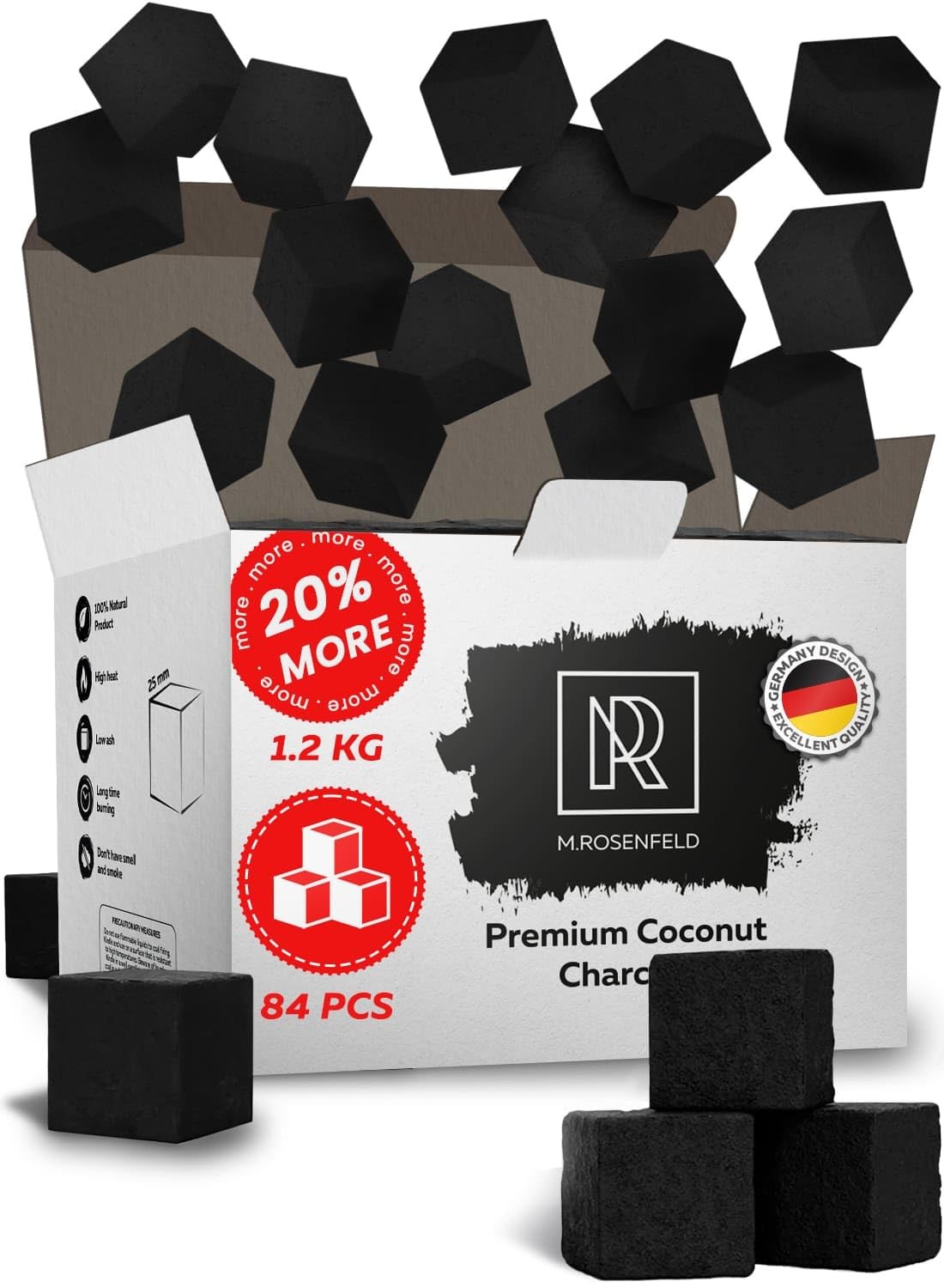 Hookah Charcoal Hookah Coals Coconut – XL Pack 84 Count & 1.2 KG