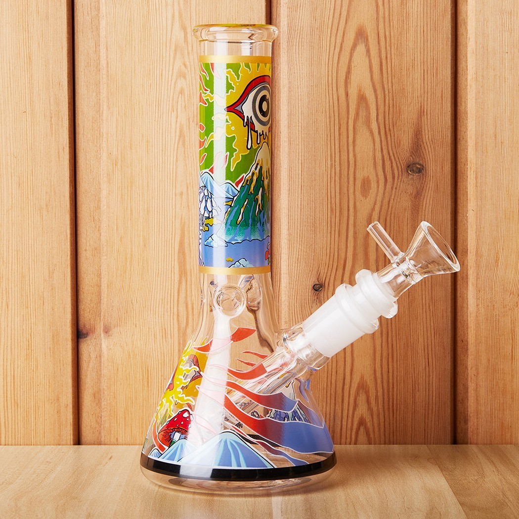 7.8&Prime; Eyes Fluorescent Glass Bong Glass Water Pipe Smoking Tobacco Beaker 14MM
