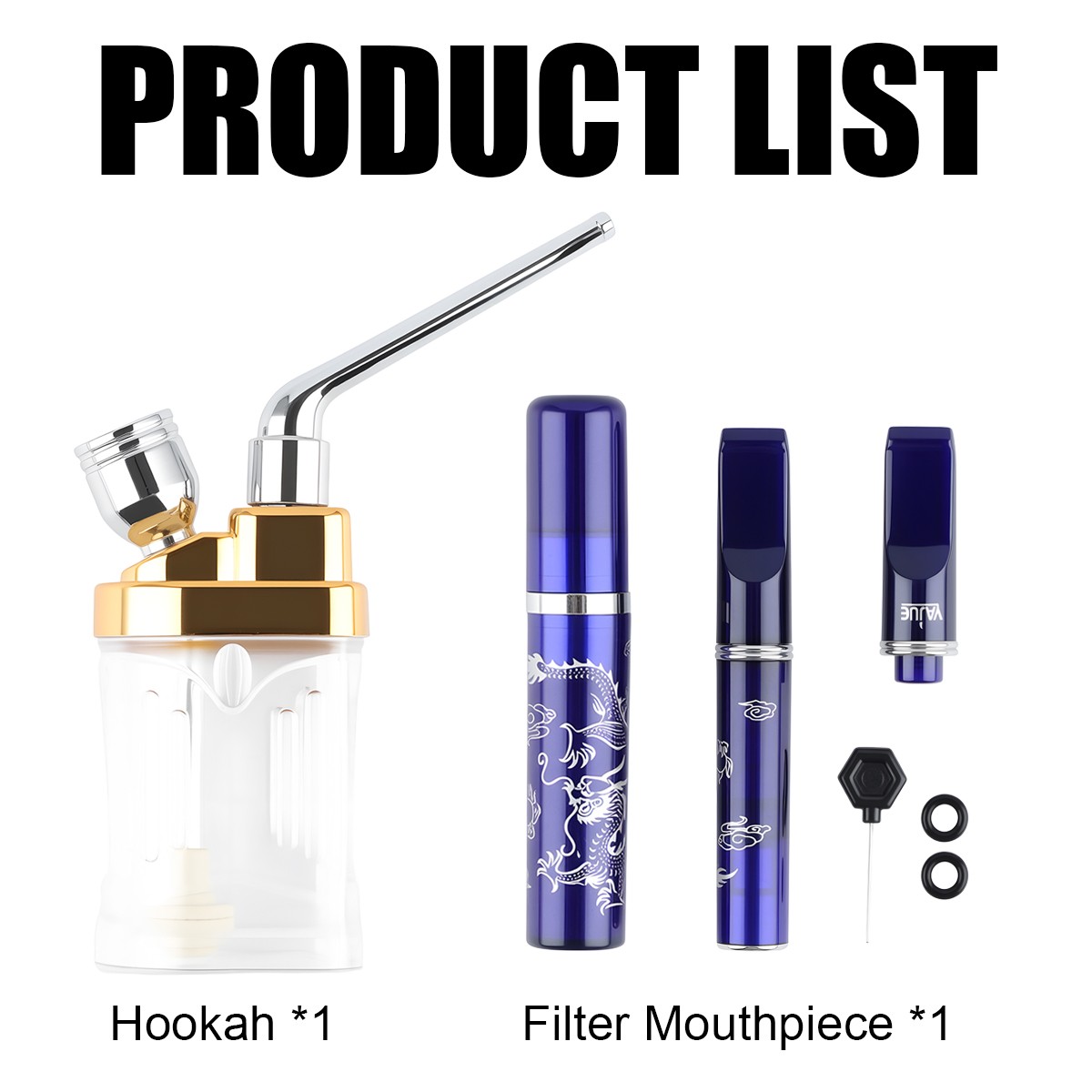 Compact Smoking Hookah w/ Filter Mouthpiece – Tar Removal for Cigarettes Tobacco