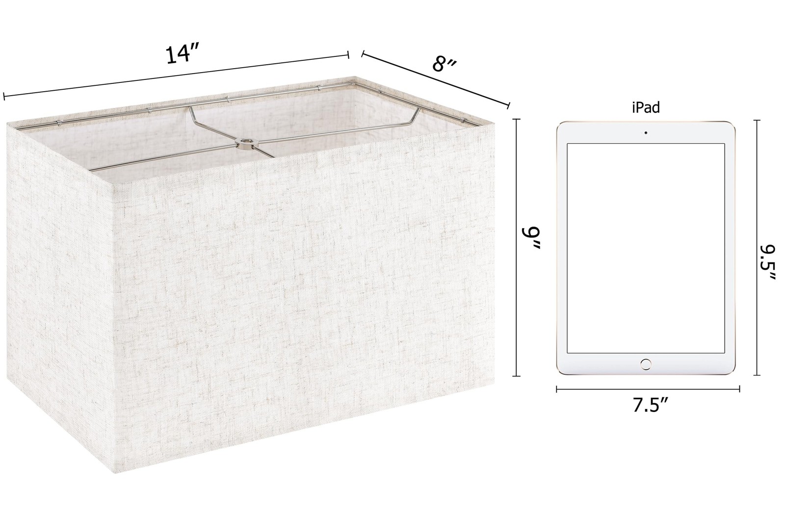 GO&SO Rectangle Lampshades Set of 2 Medium 14in x 8in x 9in Oatmeal Linen