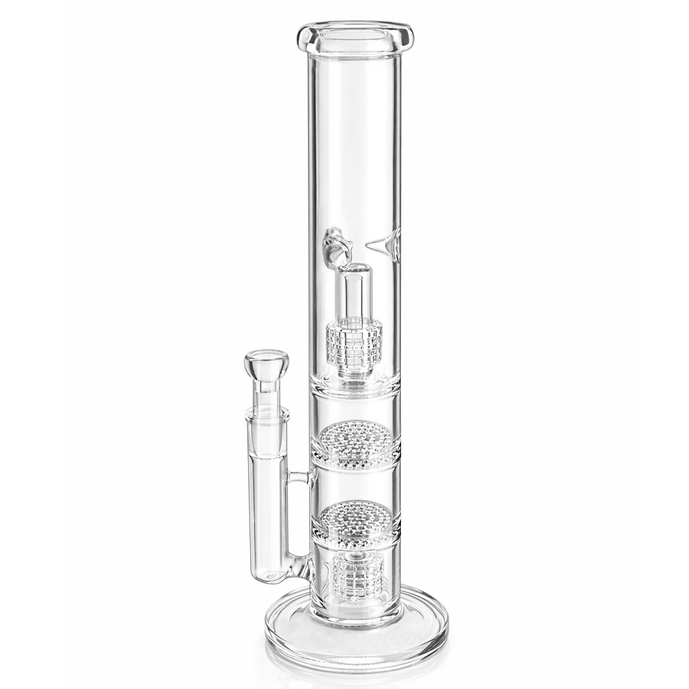 14&Prime; inch Glass Water Pipe Bong 4 Percolators – 2 Honeycomb Percs + 2 Matrix Perc