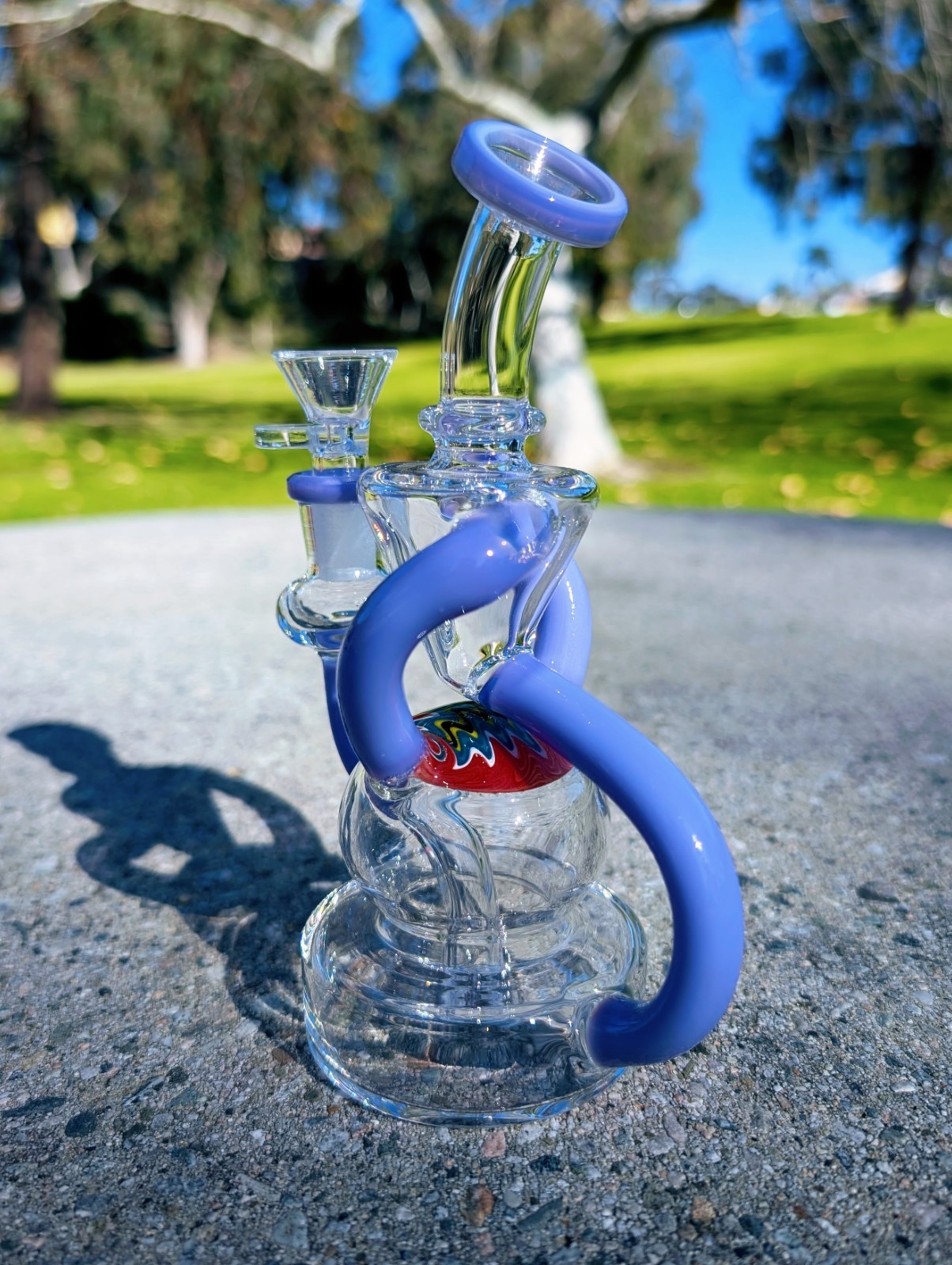 6.5&Prime; Blue Wig Wag Klein Recycler Tobacco Smoking Water Pipe Hookah Bubbler Bong