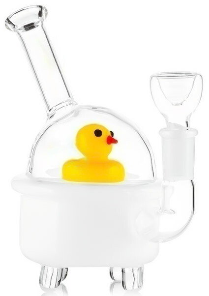 THICK 7&Prime; DUCK Bong CUTE Heavy Glass Water Pipe SPIRAL Hookah YELLOW Pipe *USA*