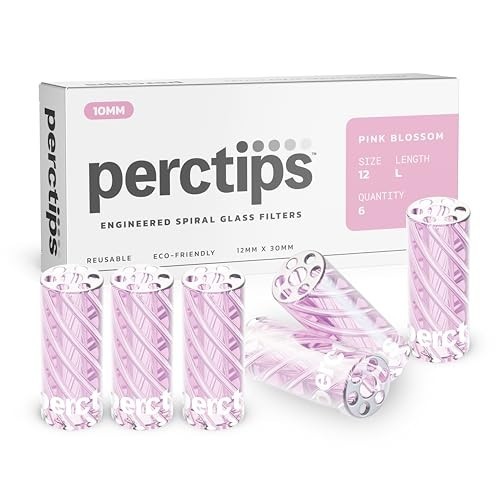 12mm Spiral Vortex Glass Filters – 6 Pack Perc Tips for Smooth Hits (Pink)