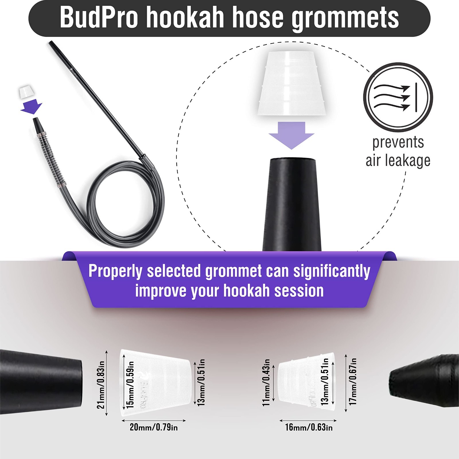 Silicone Rubber Hookah Grommets Set for Bowl, Stem, Base & Hose – Large Size