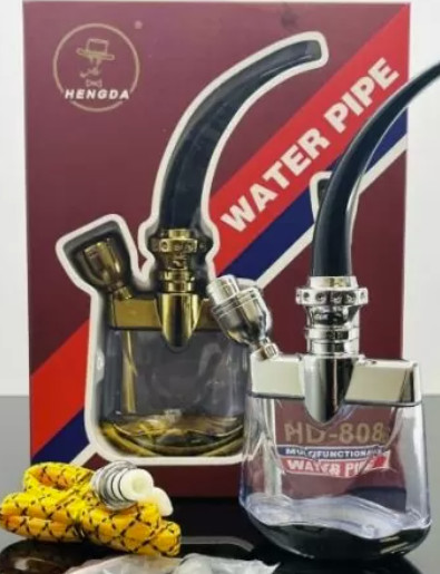 6 Inch Hengda Multifunctional Tabacco Water Pipe Hour Marble Glass Hookah Gold