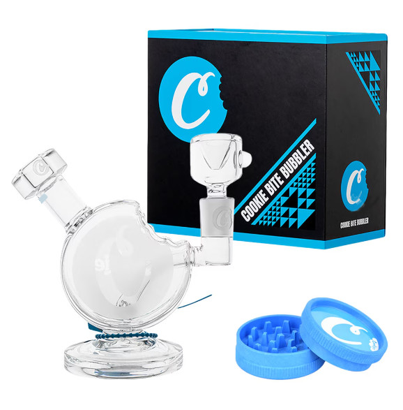 Cookies Bite Bubbler Glass Water Pipe 5.75&Prime; with 14mm Bowl & 2pc Grinder