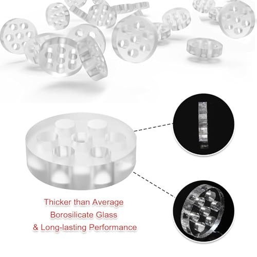 8mm Glass Screens 7 Holes 30 Pack Transparent High Borosilicate Glass Sieves