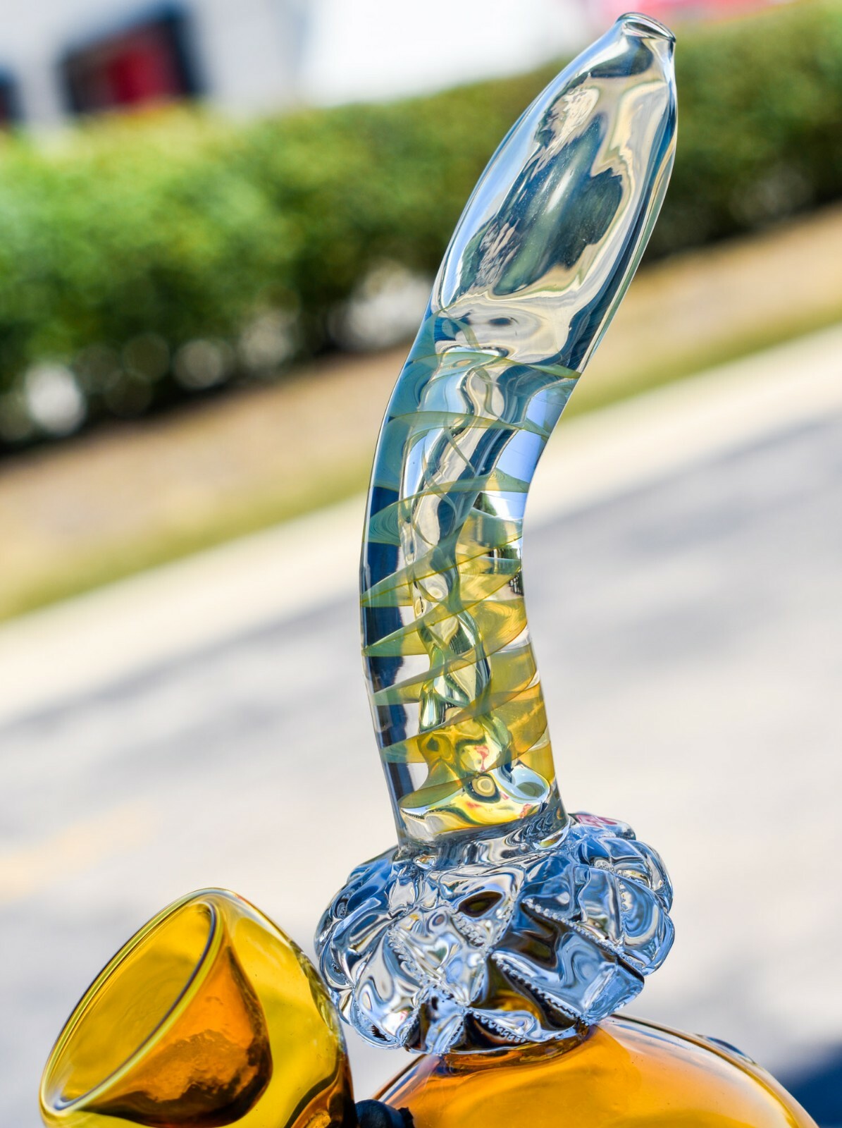 5&Prime; Spiral Tilted Mini Bong Crystal Fumed 24KT Glass Water Pipe Bong Bubbler*USA*