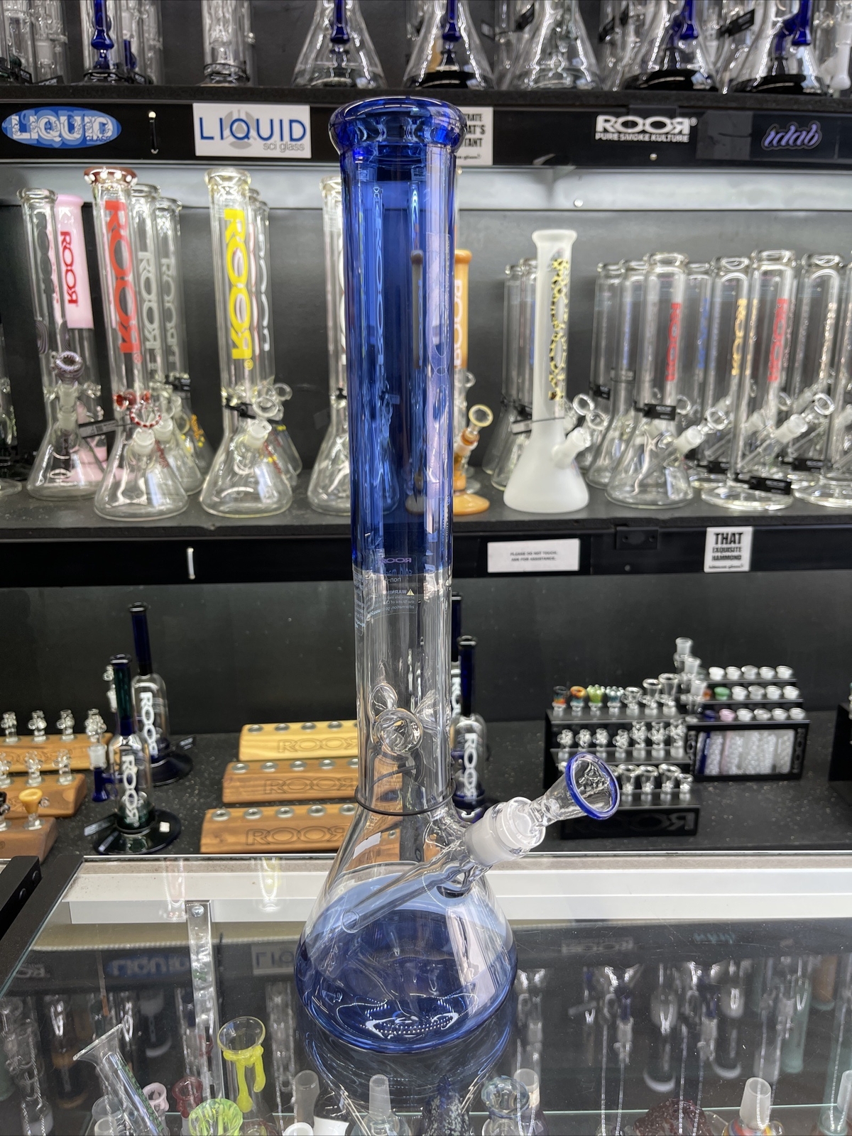 RooR Water Pipe 18” Beaker Custom Color Blue With Matching Bowl