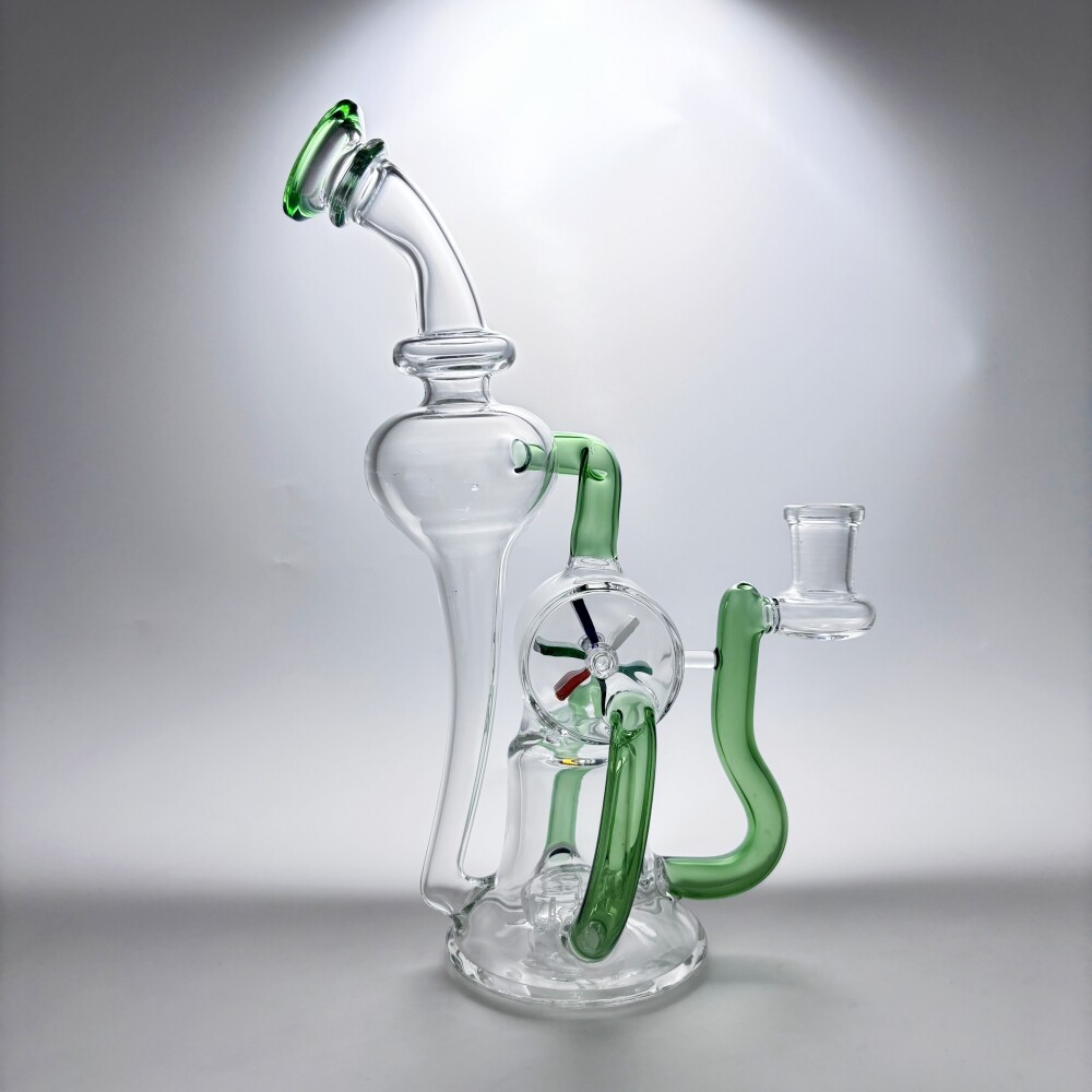 9 » Windmill Recycler Glass Bong Smoking Water Pipe Hookahs Bubbler w/14mm Bowl