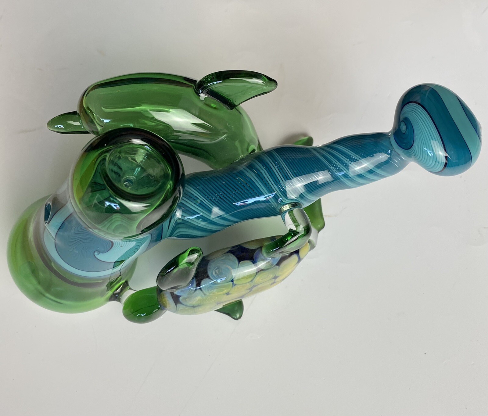 American Made Hammer Bubbler With Turtle & Dolphin, California Made By J. Grant