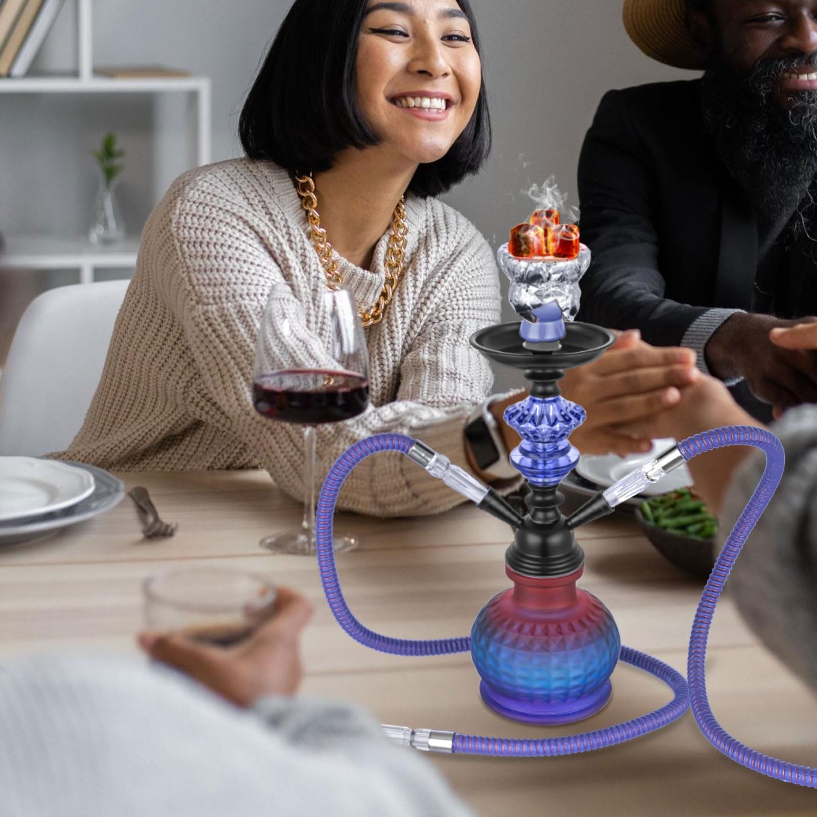 12 » Hookah Set 2 Hose Shisha With 2 Count (Pack of 1), Blue
