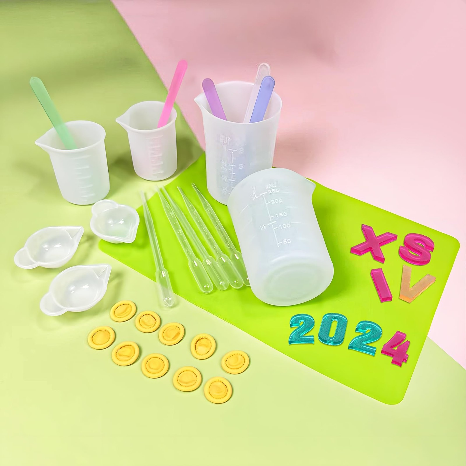 Silicone Measuring Cups for Resin Supplies,Resin Kit for 250ml &100ml Non-Sti…