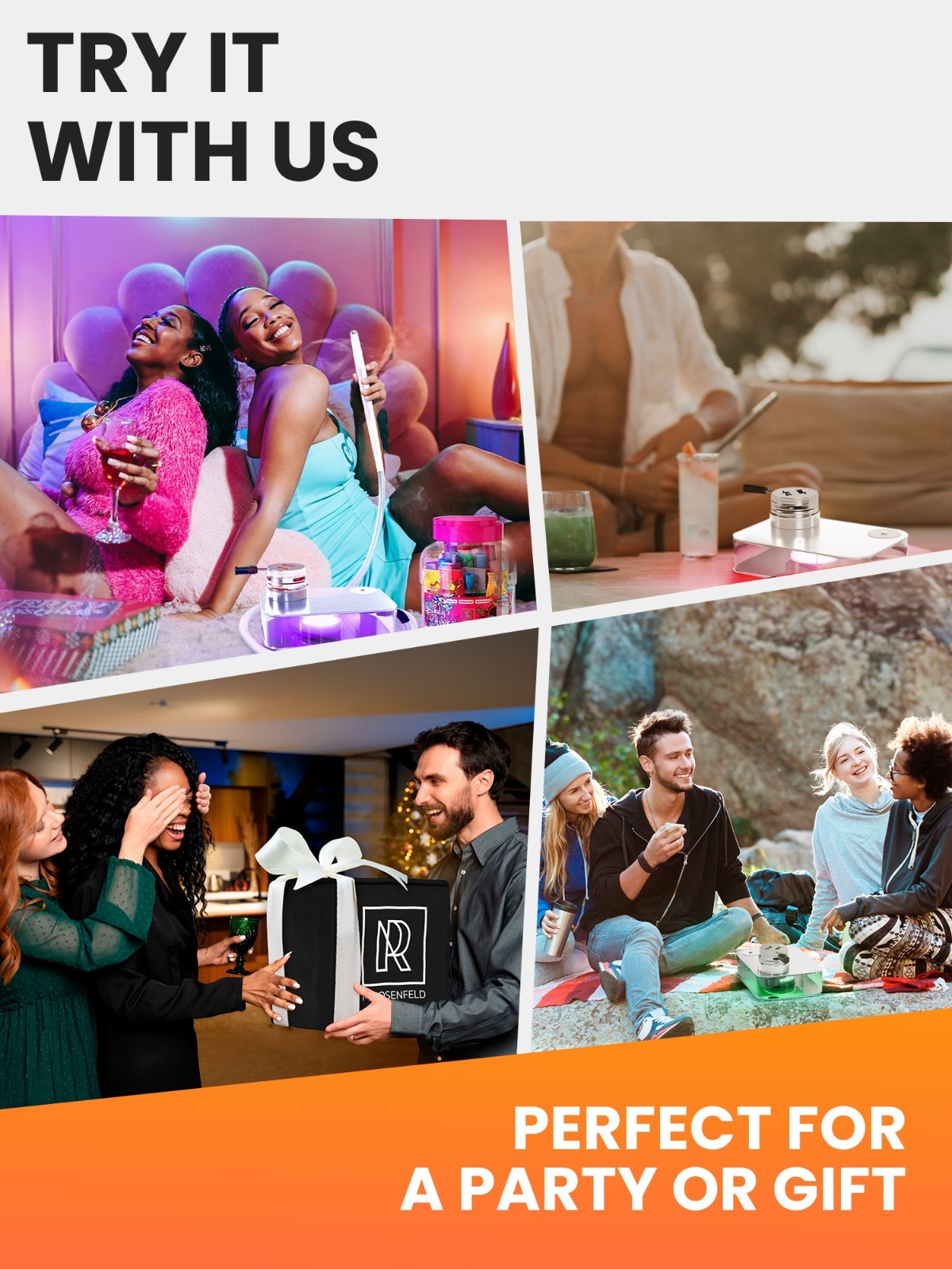 White Portable Hookah Set With Everything with Flat Hookah Box