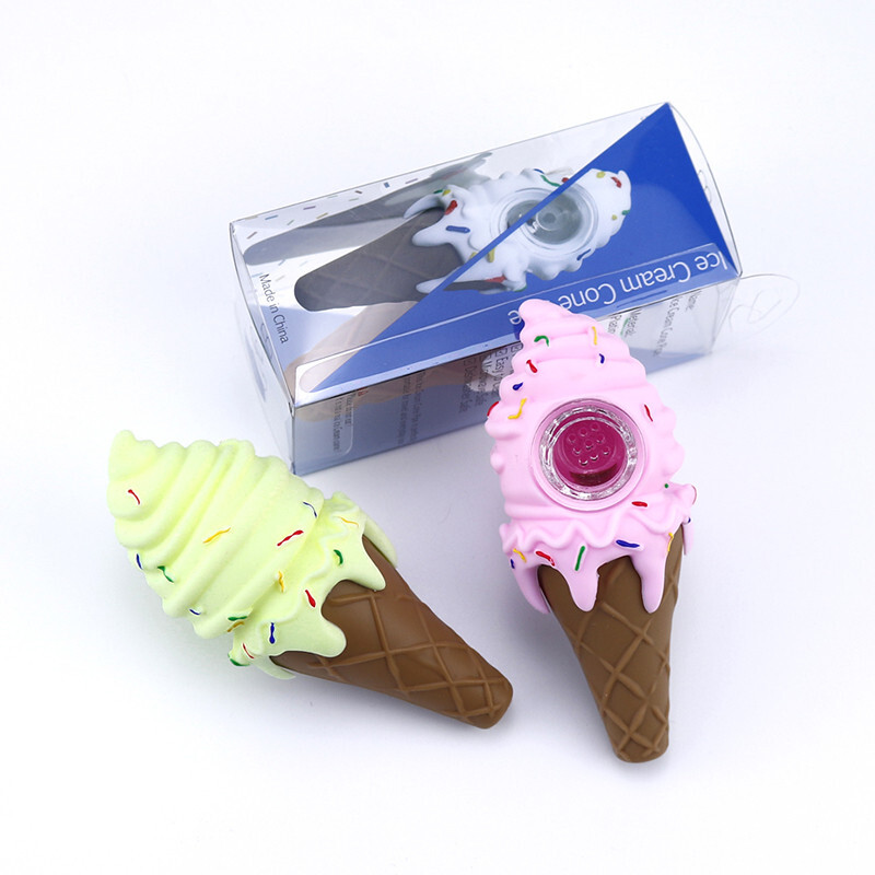 4.4 »Ice Cream Silicone Tobacco Smoking Pipe Hand Bong Glass Bowl Random Color